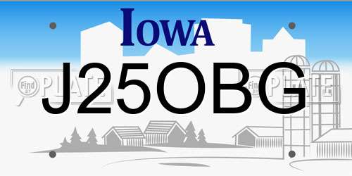 J25OBG Iowa License Plate