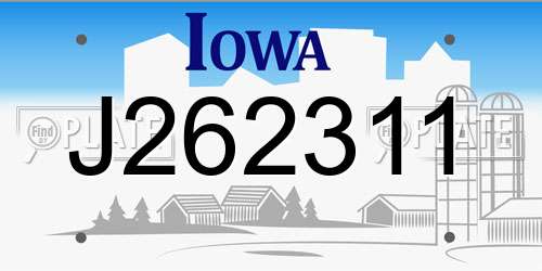 J262311 Iowa License Plate