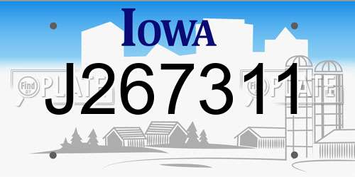J267311 Iowa License Plate