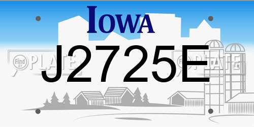 J2725E Iowa License Plate