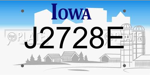 J2728E Iowa License Plate