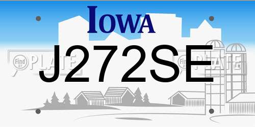 J272SE Iowa License Plate