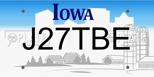 J27TBE Iowa License Plate