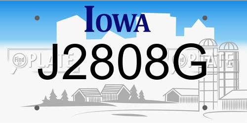 J2808G Iowa License Plate