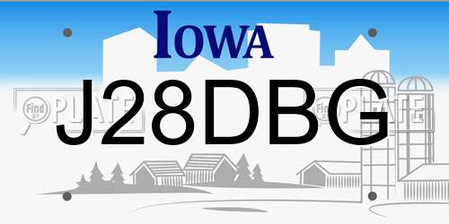 J28DBG Iowa License Plate