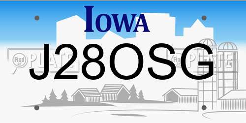 J28OSG Iowa License Plate