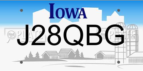 J28QBG Iowa License Plate