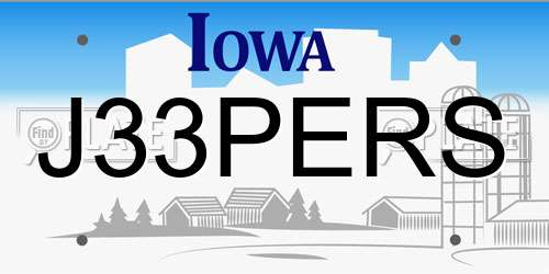 J33PERS Iowa License Plate