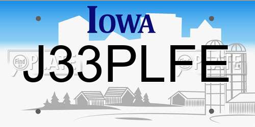 J33PLFE Iowa License Plate