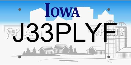 J33PLYF Iowa License Plate