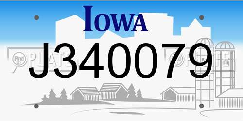 J340079 Iowa License Plate