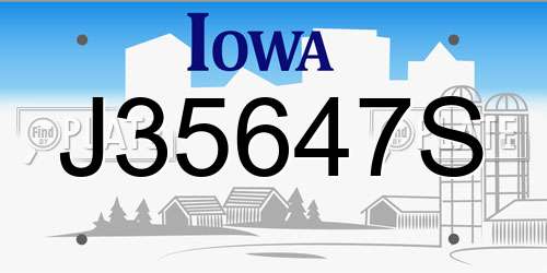 J35647S Iowa License Plate