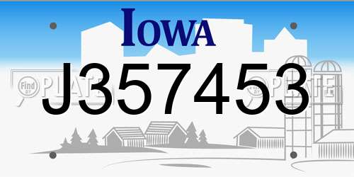 J357453 Iowa License Plate