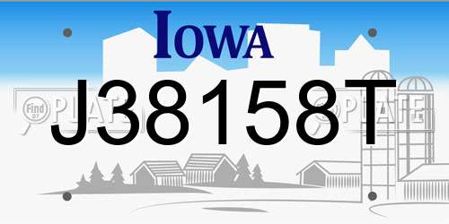 J38158T Iowa License Plate