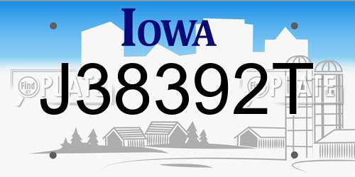 J38392T Iowa License Plate