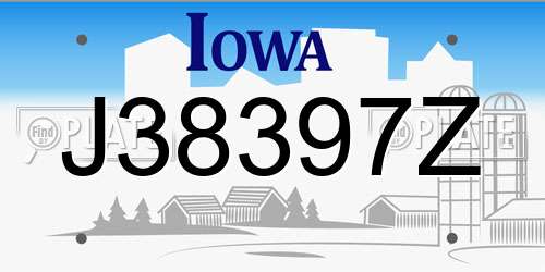 J38397Z Iowa License Plate