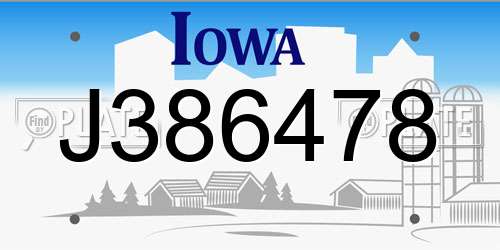 J386478 Iowa License Plate