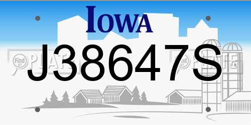 J38647S Iowa License Plate