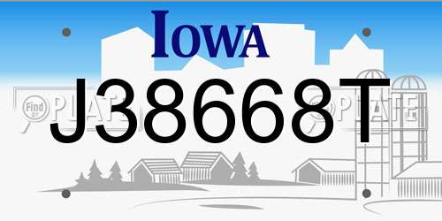 J38668T Iowa License Plate