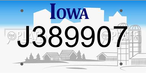 J389907 Iowa License Plate