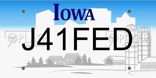 J41FED Iowa License Plate