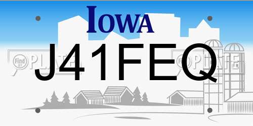 J41FEQ Iowa License Plate