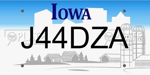J44DZA Iowa License Plate