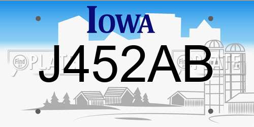 J452AB Iowa License Plate