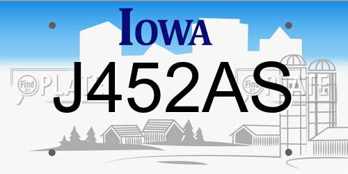 J452AS Iowa License Plate