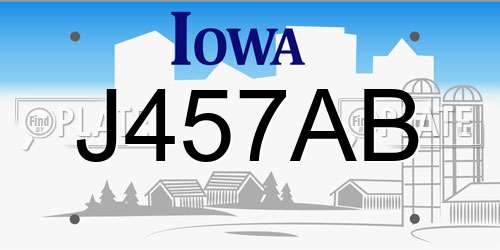 J457AB Iowa License Plate