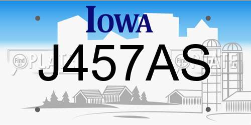 J457AS Iowa License Plate