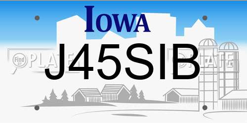 J45SIB Iowa License Plate