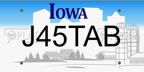 J45TAB Iowa License Plate