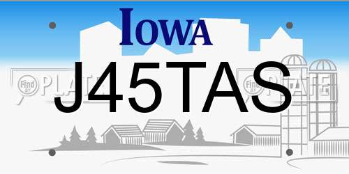 J45TAS Iowa License Plate