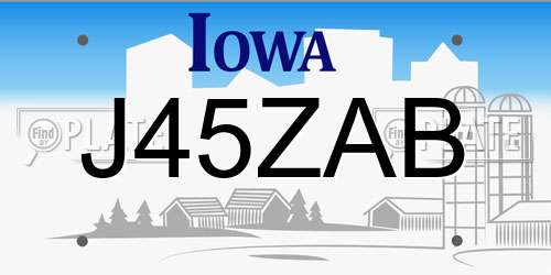 J45ZAB Iowa License Plate