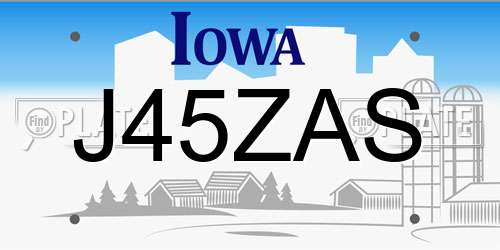 J45ZAS Iowa License Plate