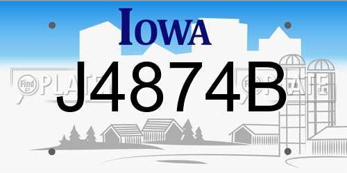 J4874B Iowa License Plate