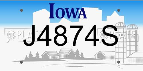 J4874S Iowa License Plate