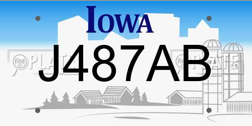 J487AB Iowa License Plate