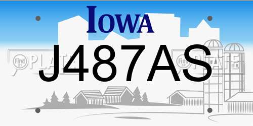 J487AS Iowa License Plate