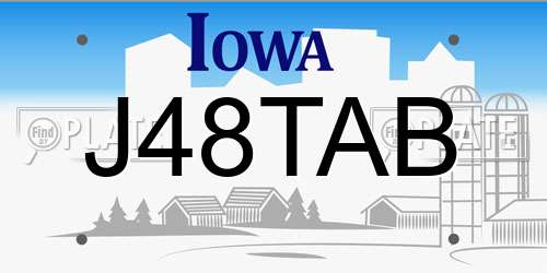 J48TAB Iowa License Plate
