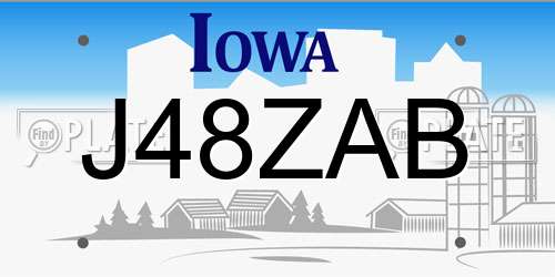 J48ZAB Iowa License Plate