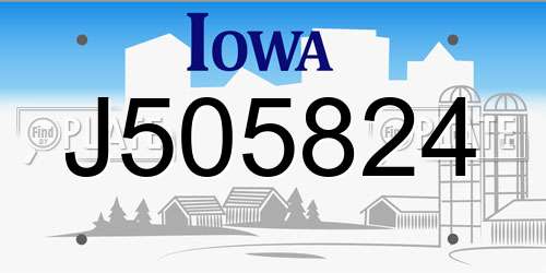 J505824 Iowa License Plate