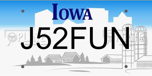 J52FUN Iowa License Plate