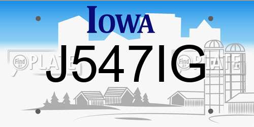 J547IG Iowa License Plate
