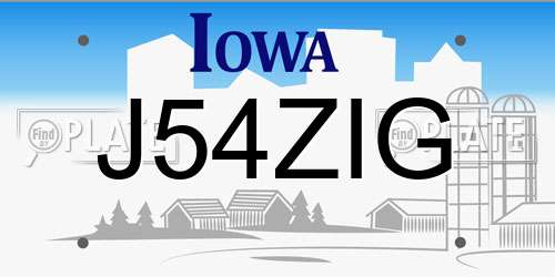J54ZIG Iowa License Plate