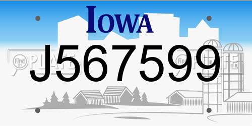 J567599 Iowa License Plate