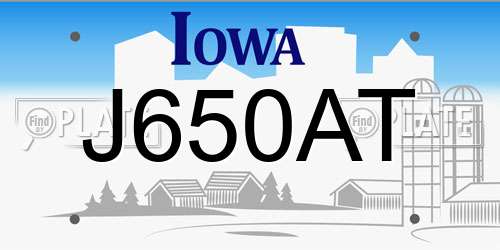 J650AT Iowa License Plate