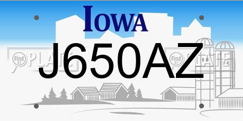 J650AZ Iowa License Plate