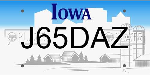 J65DAZ Iowa License Plate